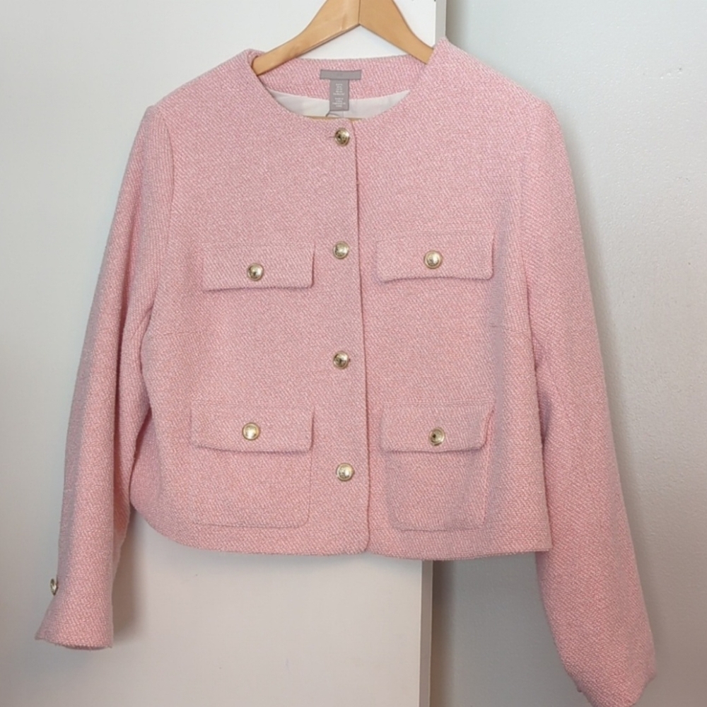 H&M Light Pink Cropped Blazer with Gold Accents - Picture 6 of 6